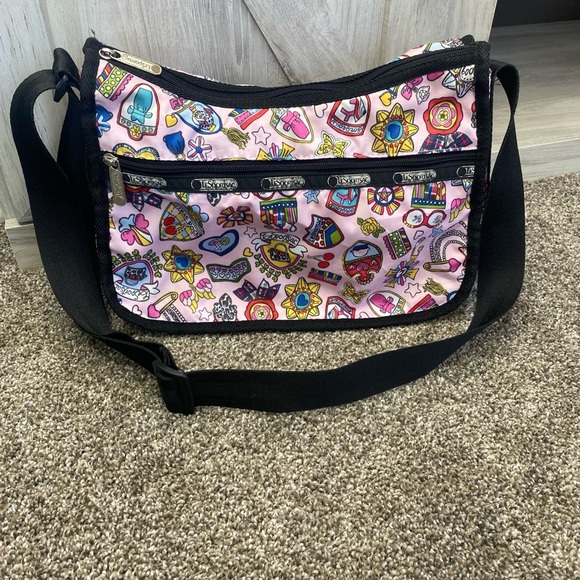 Lesportsac 00s Bag Of Honor Pink Tattoo Print Crossbody Bag - Picture 2 of 10